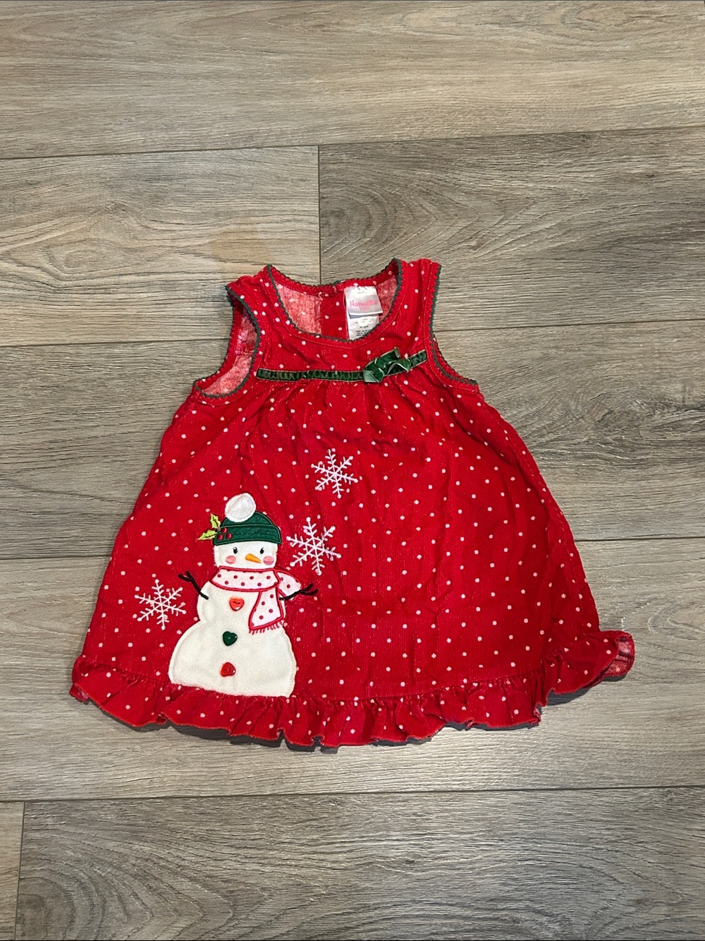Nannette Red Holiday Snowman Dress with Green Bow Size 2T